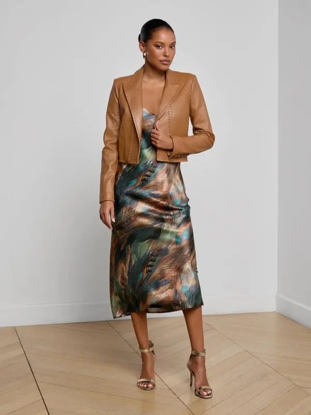 NWT L'AGENCE Dulcie Leather Whipstitch Blazer in Soft Cognac - Picture 3 of 9